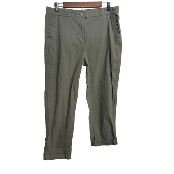 Chico's Womens Green Elastic Waist Pockets Convertible High Rise Pants Large/12 - Picture 1 of 10
